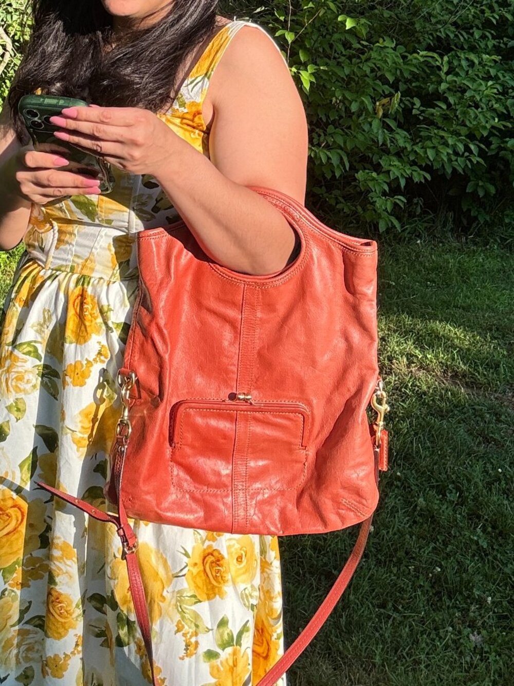 Coach Ergo Leather Tote 12250 Coral Kisslock Crossbody Shoulder Bag Clutch - Picture 4 of 12